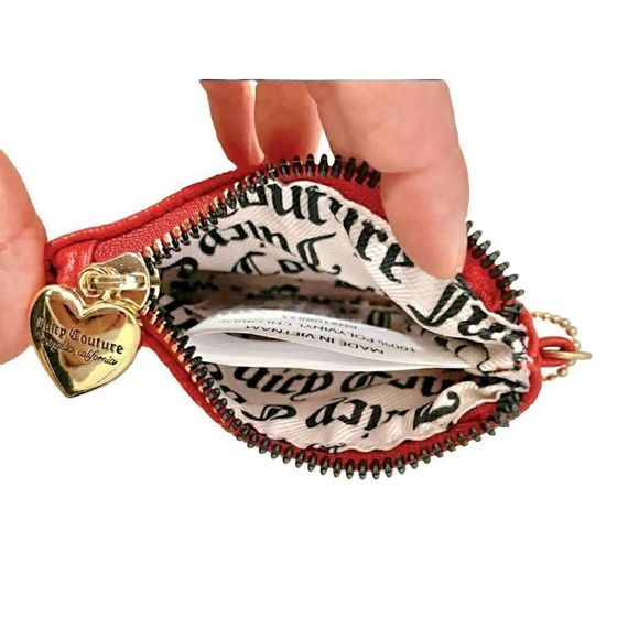 Juicy Couture Red Keychain Wristlet with Gold Heart Logo - Small - Picture 7 of 8